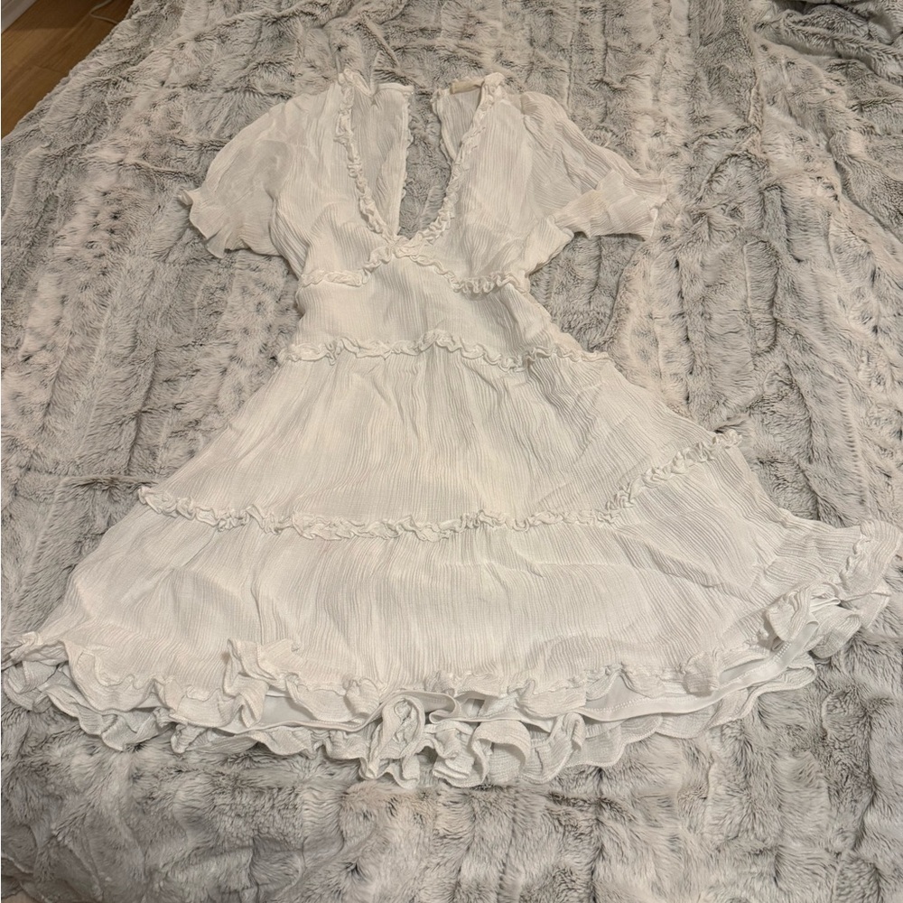 Elegant White Ruffled Dress